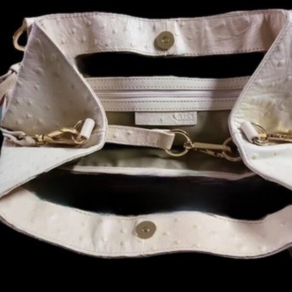 SALE ~ GILI Roma Ostrich Embossed Leather Tote Crossbody Bag Weekend  NWT - Picture 7 of 13